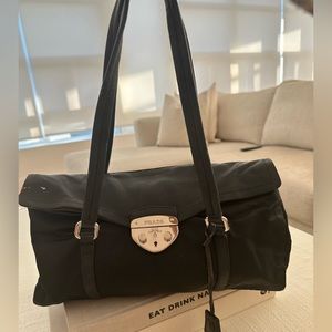 Used Leather and Nylon Prada Satchel Bag